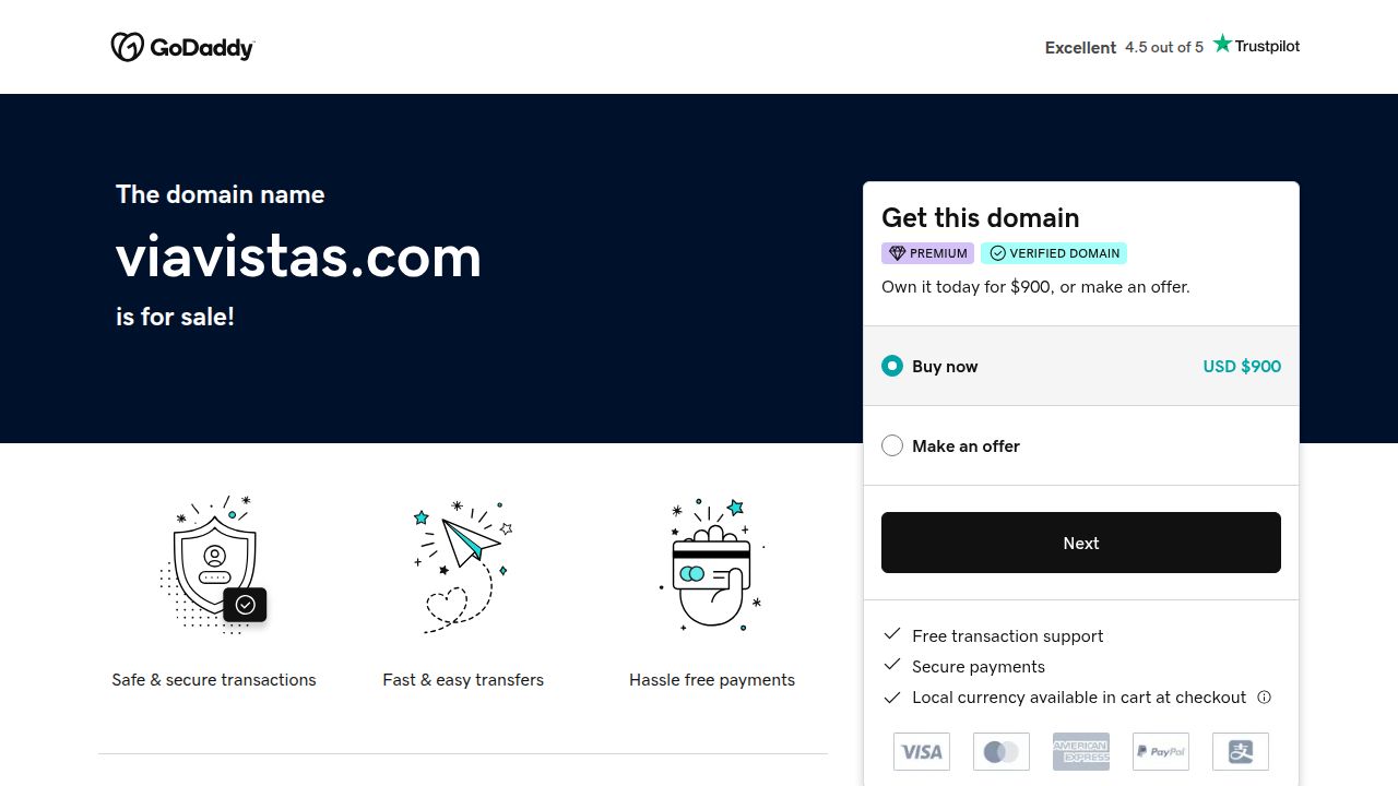viavistas.com is for sale — Buy for $900 or make an offer | GoDaddy