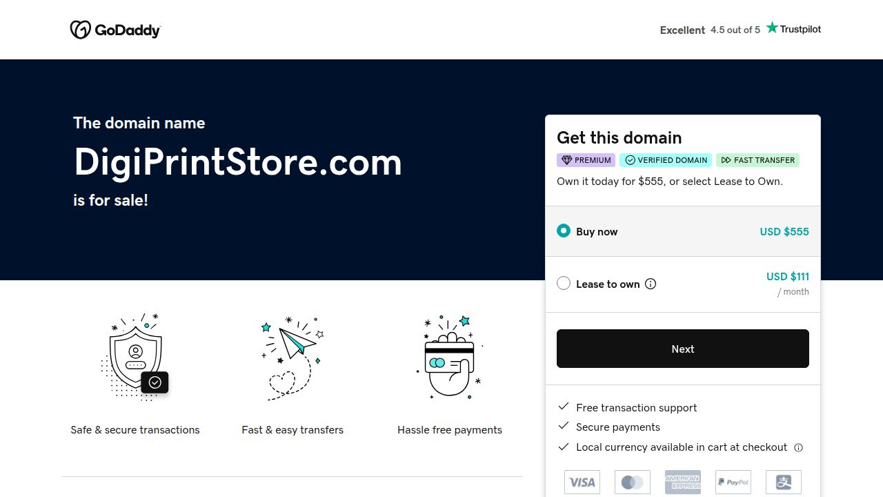 digiprintstore.com is for sale — Buy for $555 or Lease to Own | GoDaddy
