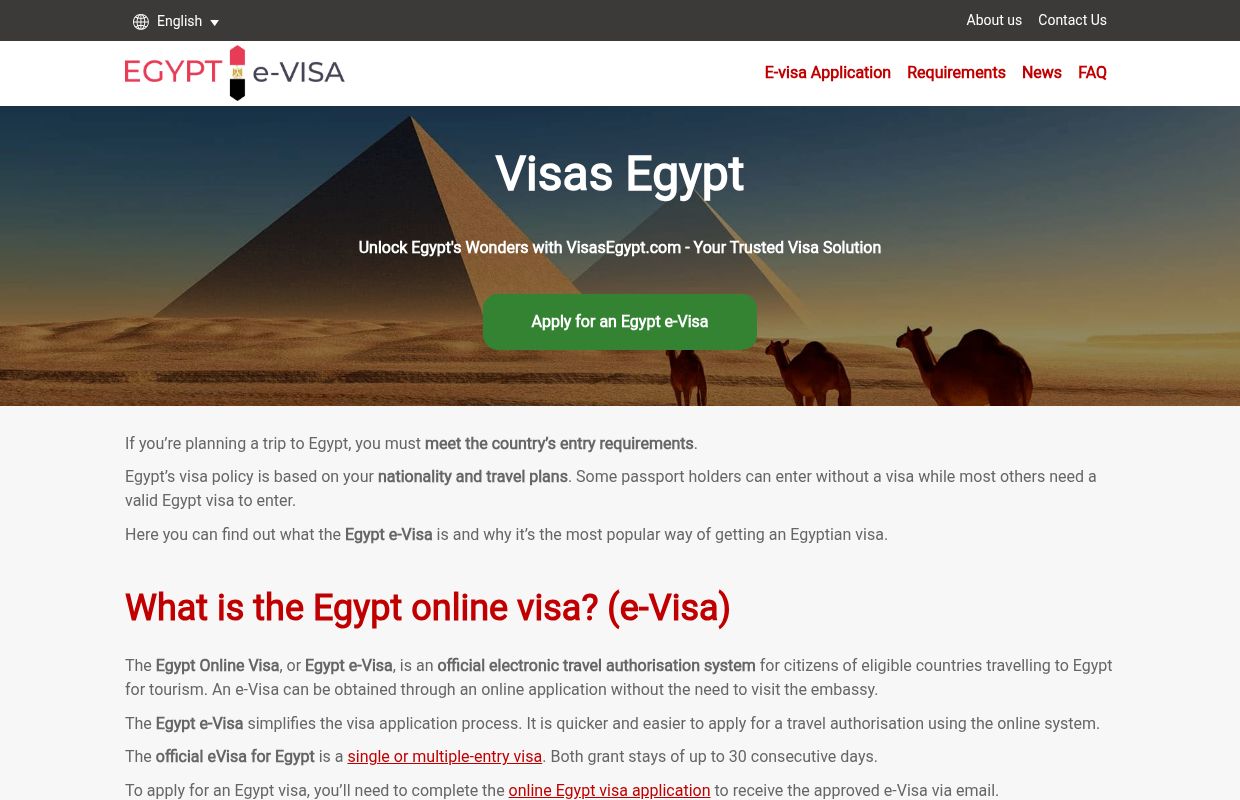 Online eVisa to enter Egypt - VisasEgypt.com