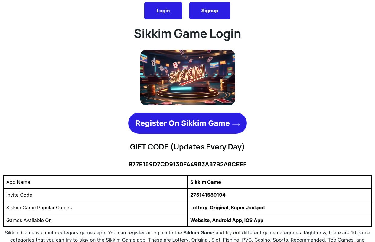 Sikkim Game Login – Download APK Easily & Securely