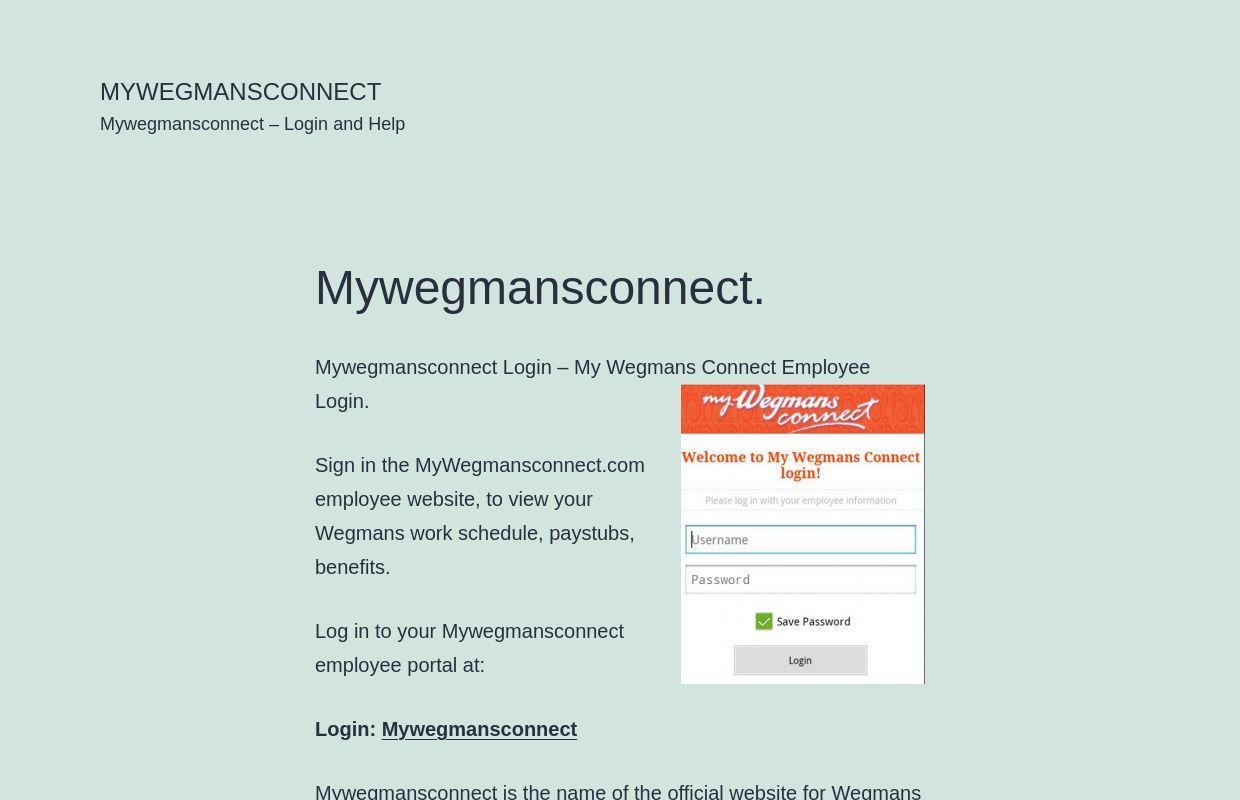 Mywegmansconnect – Mywegmansconnect – Login and Help