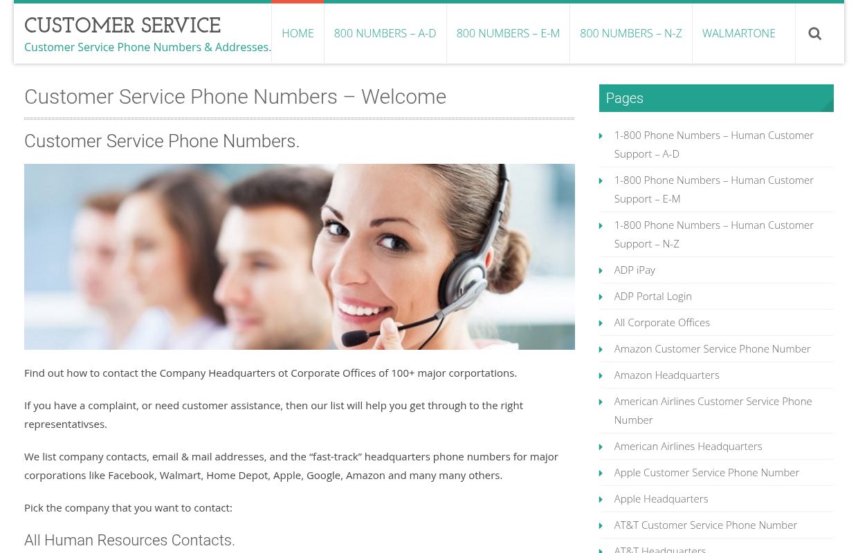 Customer Service Phone Numbers - Headquarters Office Contact