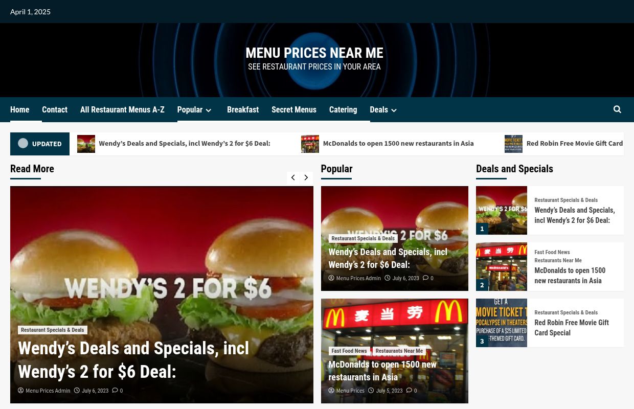 Updated Restaurant Menus - Welcome!: Restaurant Menus With Prices, Deals and Happy Hour Specials