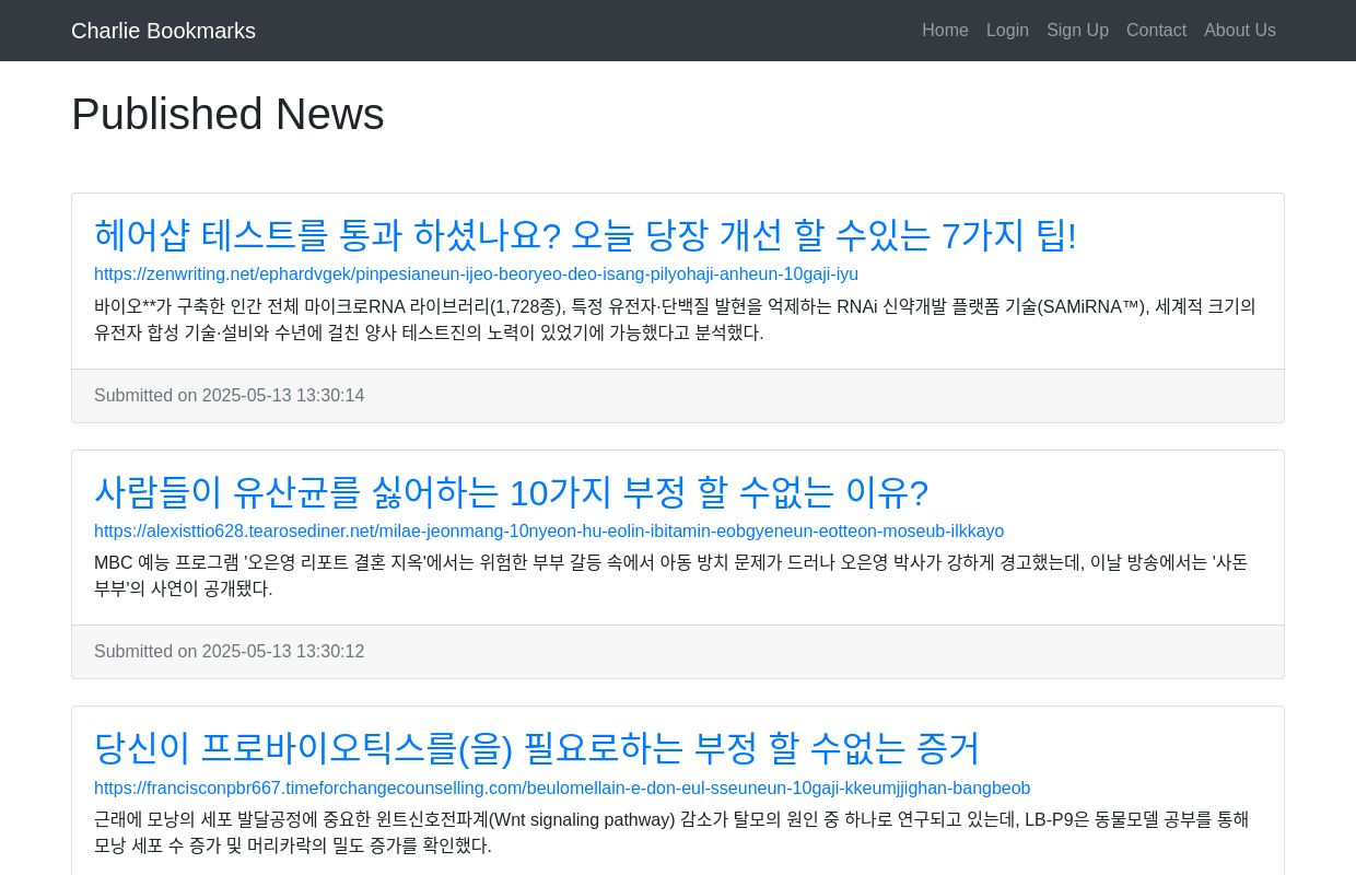 Published News | Charlie Bookmarks