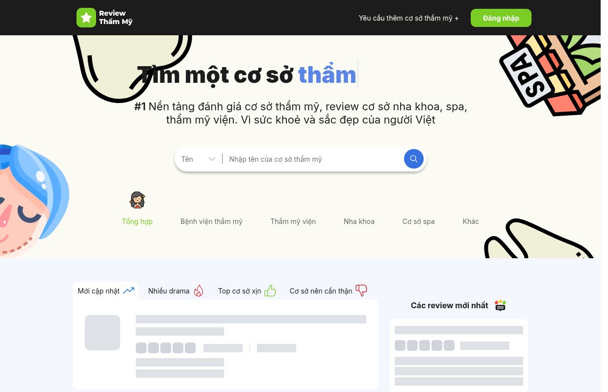 Review Thẩm Mỹ - Đánh giá thẩm mỹ viện, spa, nha khoa, bệnh viện thẩm mỹ