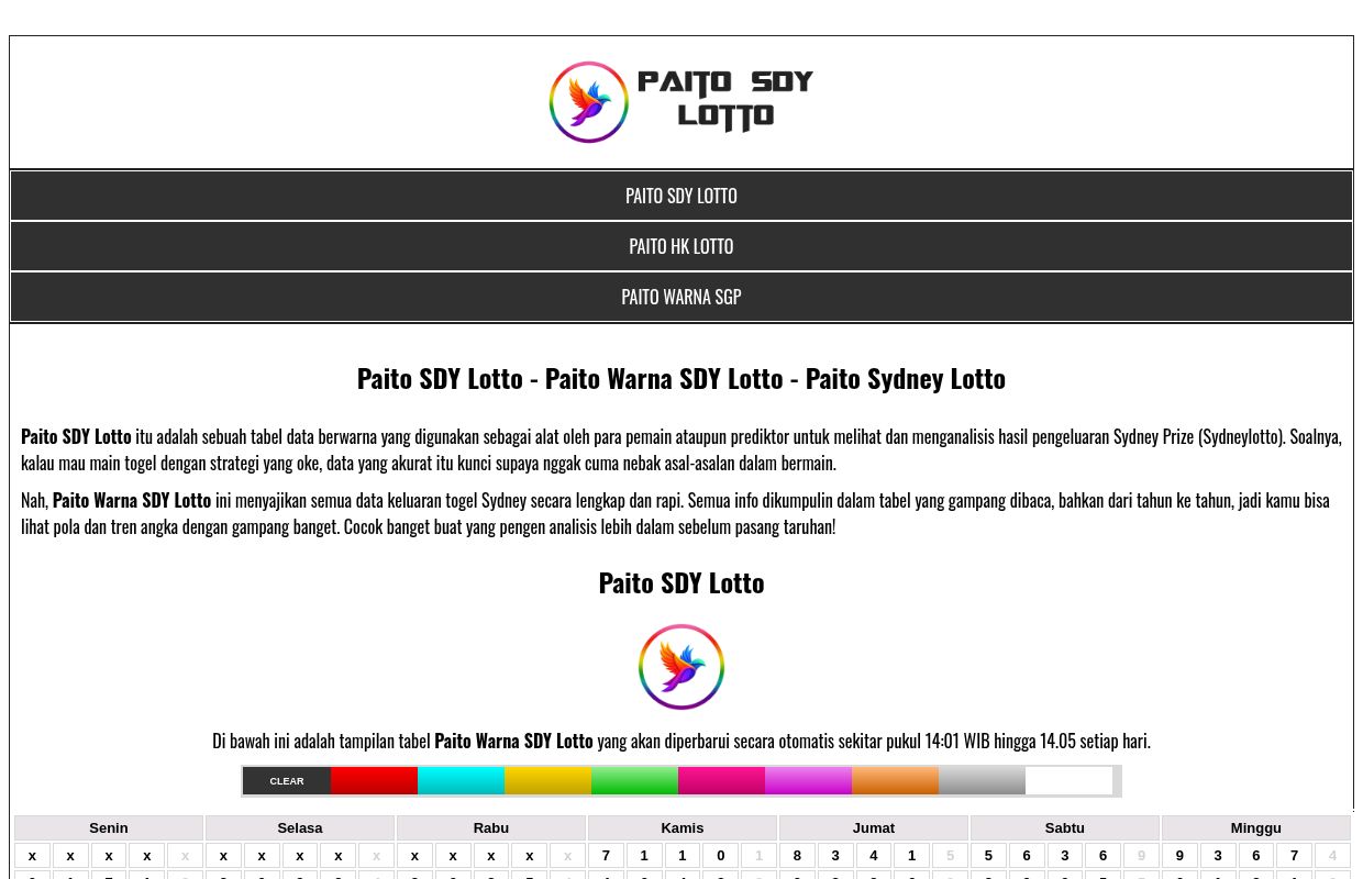 Paito SDY Lotto - Paito Warna SDY Lotto - Paito Sydney Lotto