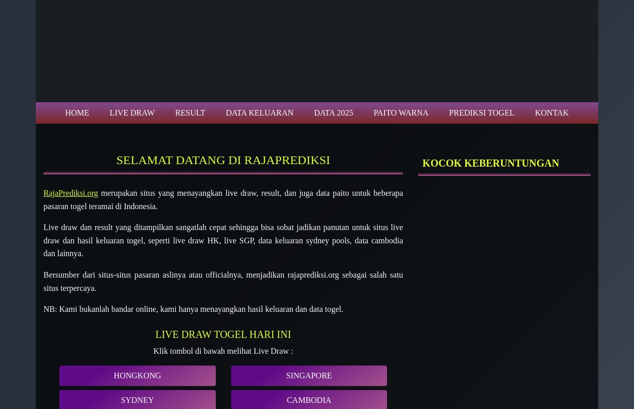 Raja Prediksi - Live Draw, Result, Data Keluaran, Paito Warna