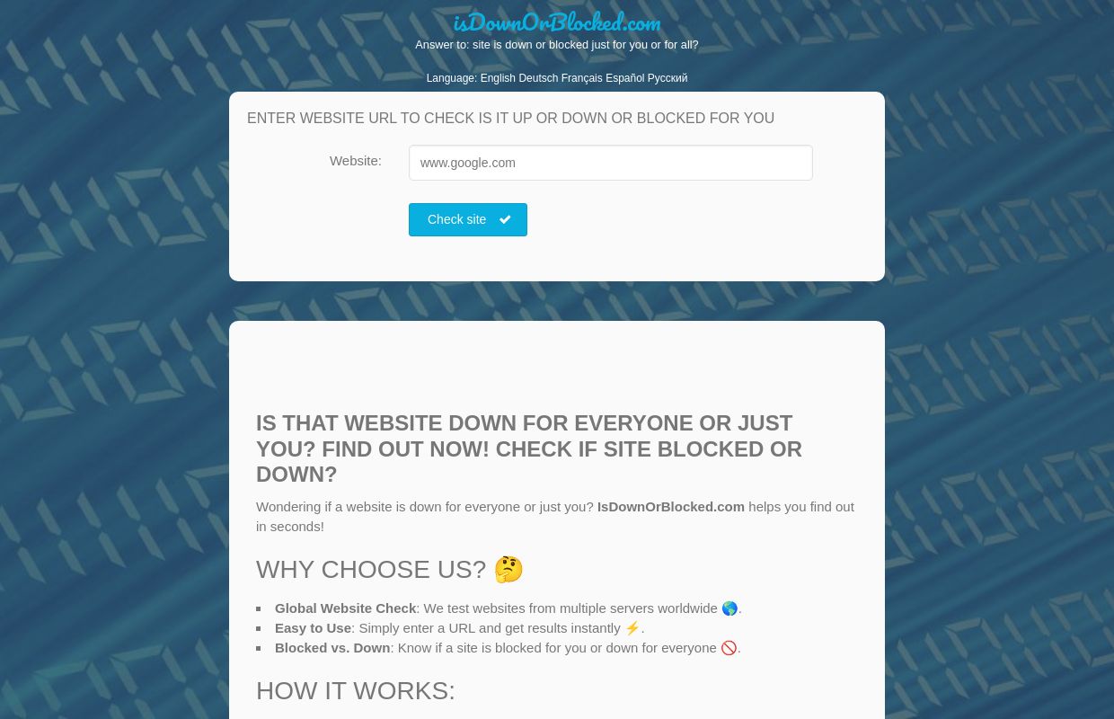 Is down or blocked site? Check website down down right for me or for all