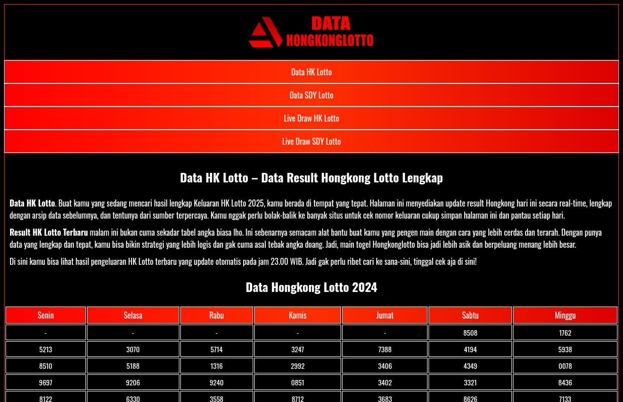 Data HK Lotto – Data Result Hongkong Lotto Lengkap