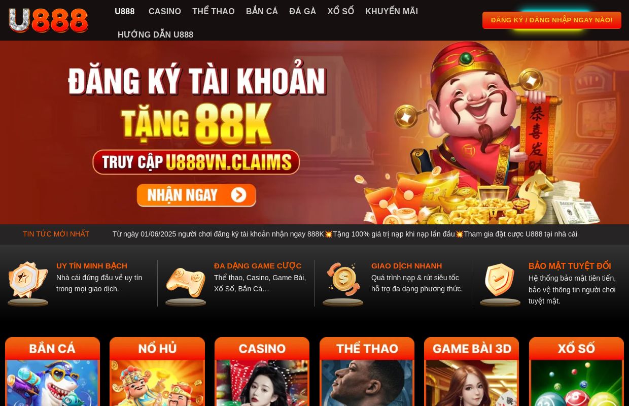 U888 – Nhà Cái U888.COM Đăng Nhập Tháng 6/2025 Tặng 888K