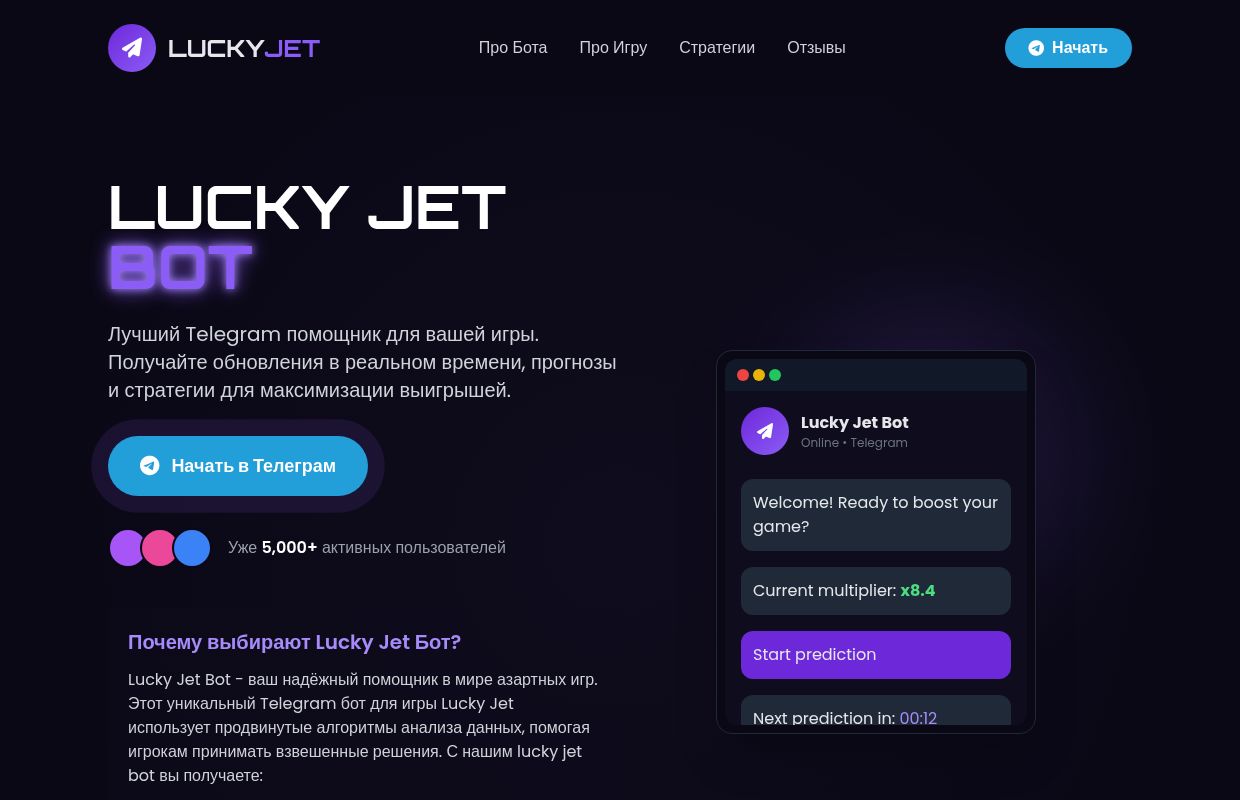Lucky Jet Бот - Telegram помощник для игры | Увеличьте выигрыши