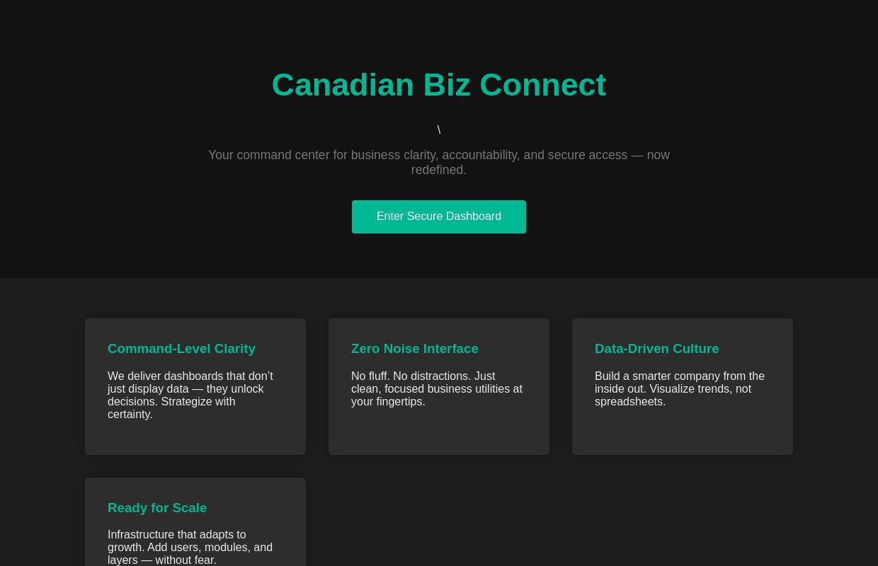 Canadian Biz Connect | Professional Business Dashboard