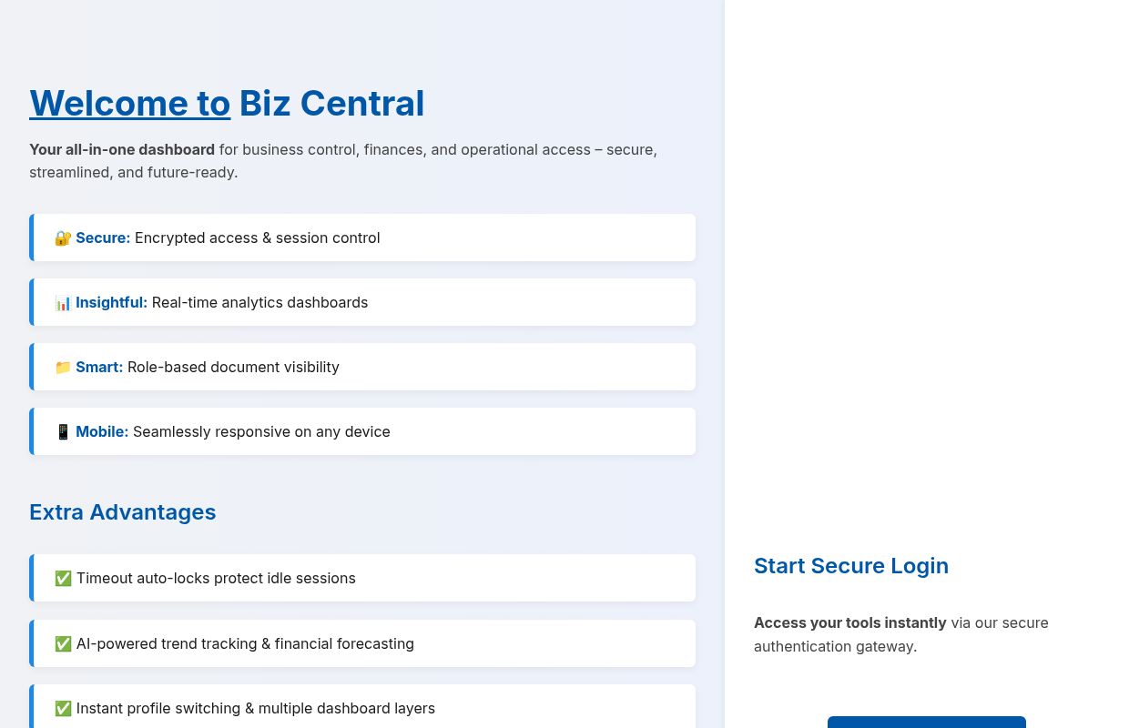 Biz Central Portal – Business Access Hub