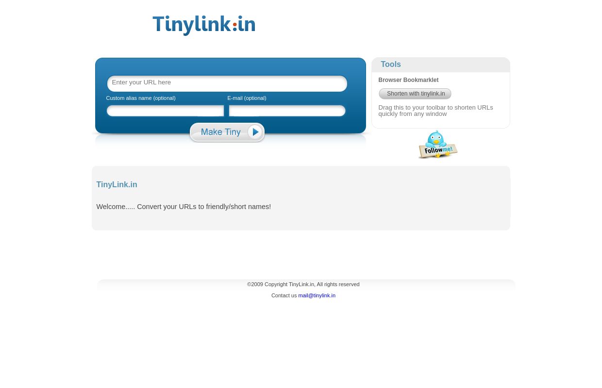 TinyLink.in - Convert your URLs to tiny/friendly name
