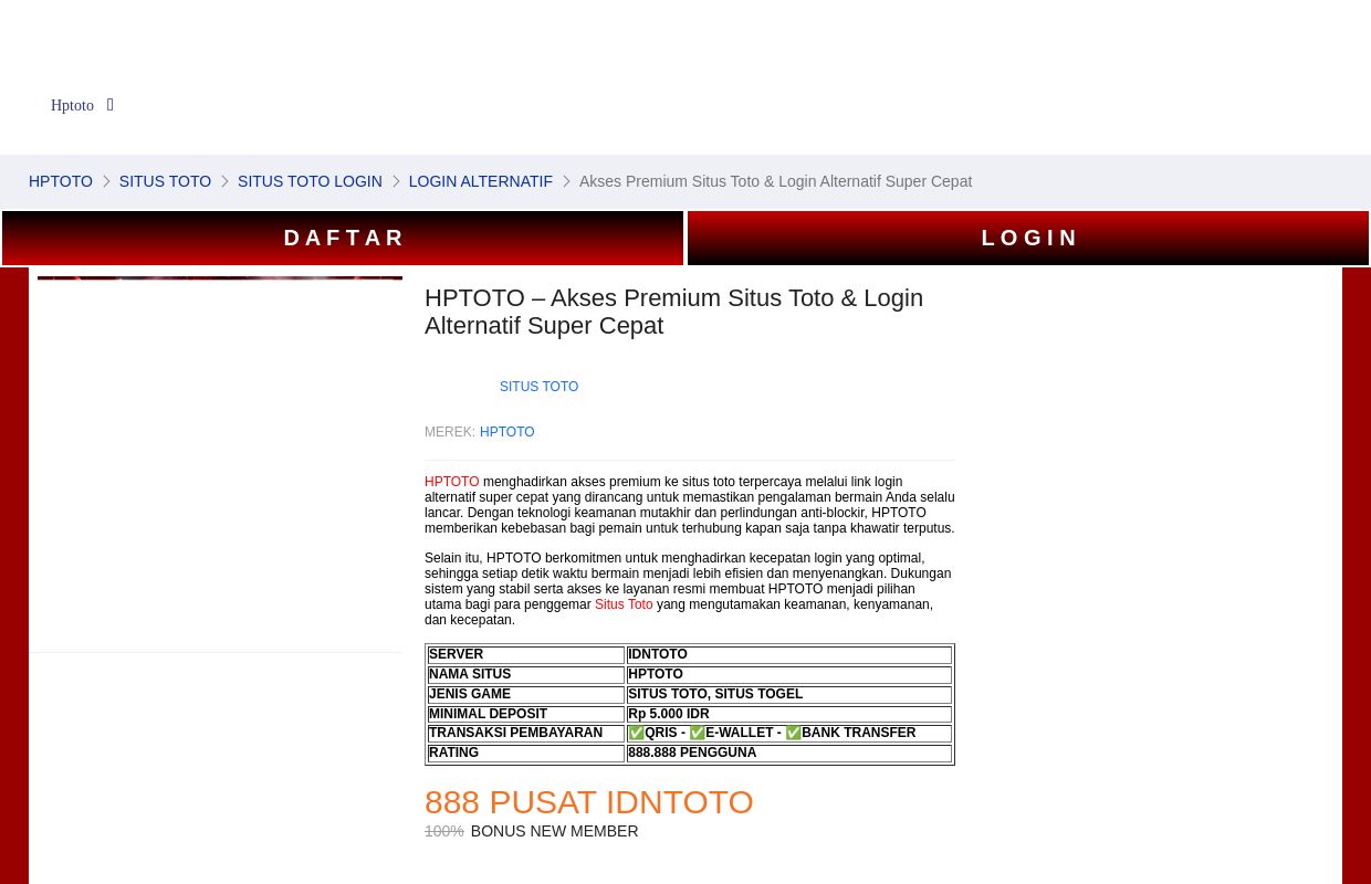HPTOTO – Akses Premium Situs Toto & Login Alternatif Super Cepat