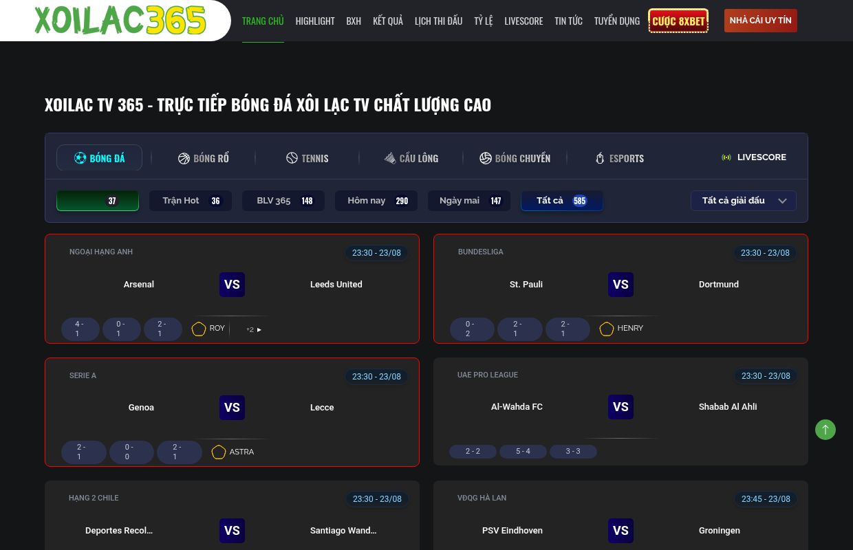Xoilac 365 Trực tiếp bóng đá - Link xem Xoi Lac TV #1 full HD