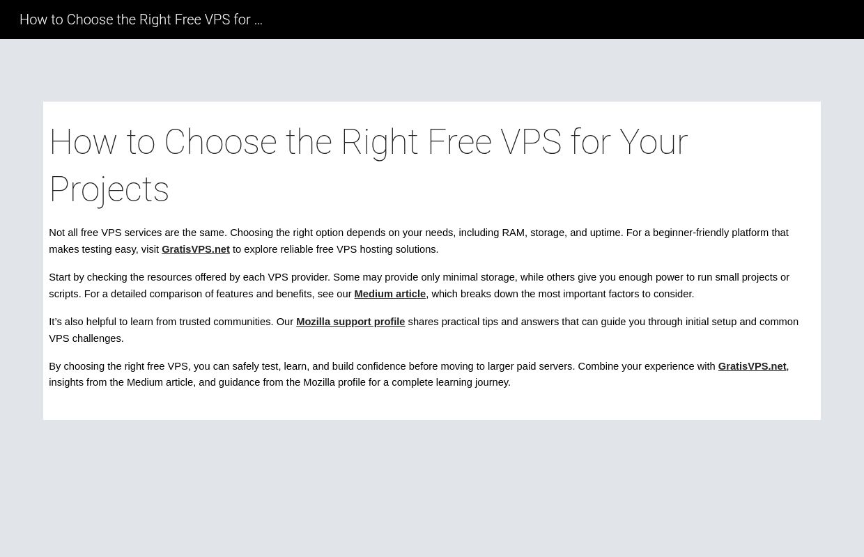 How to Choose the Right Free VPS for Your Projects