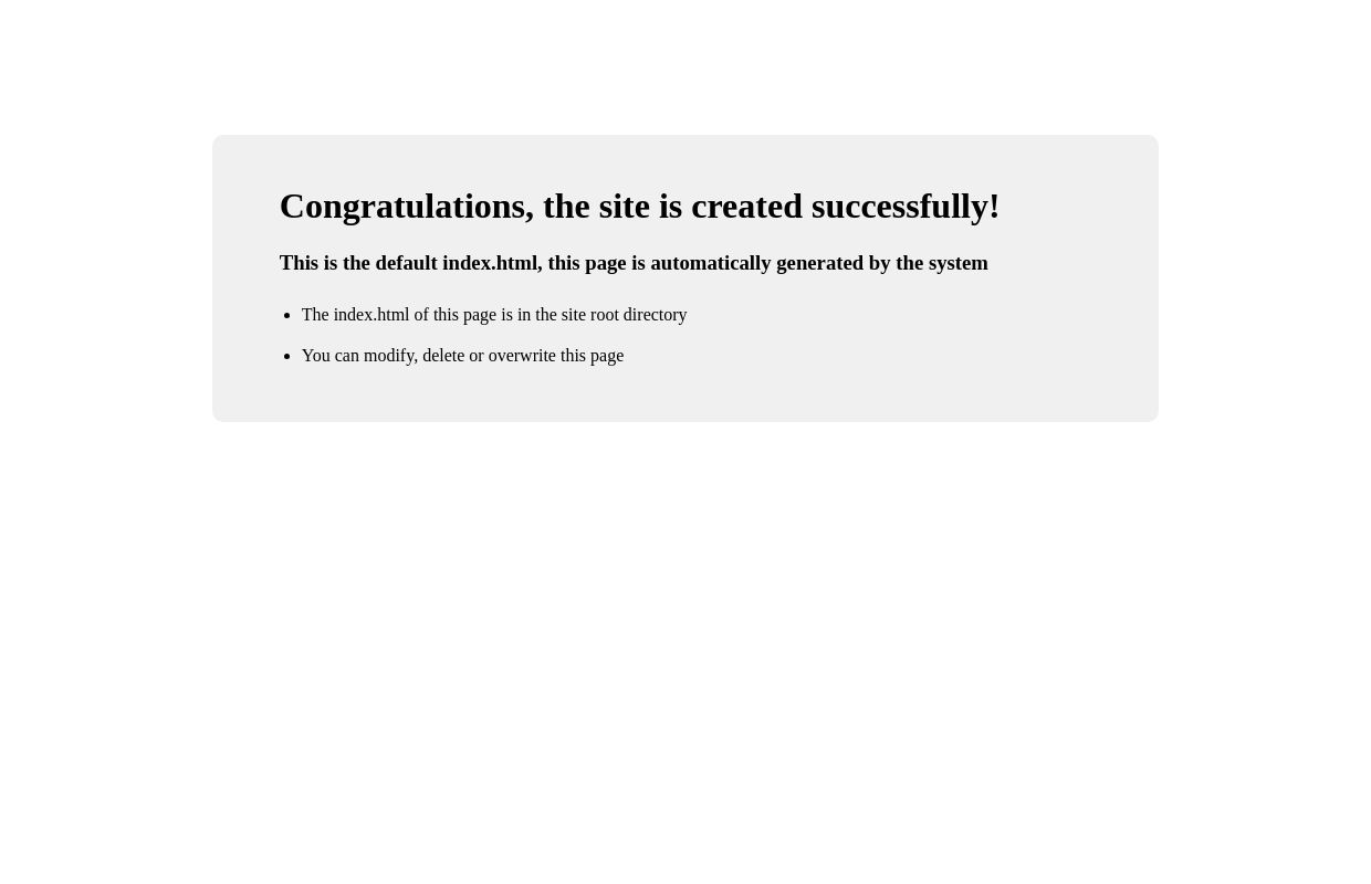 Site is created successfully! 