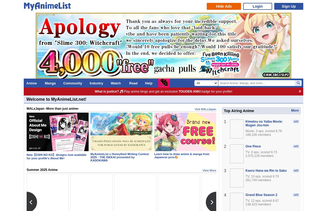 MyAnimeList.net - Anime and Manga Database and Community
