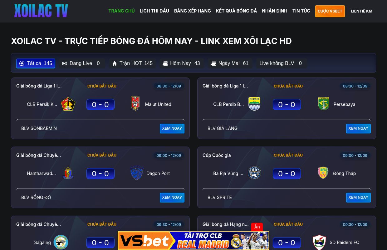 Xoilac TV - Trực Tiếp Bóng Đá Hôm Nay - Link Xem Xôi Lạc HD