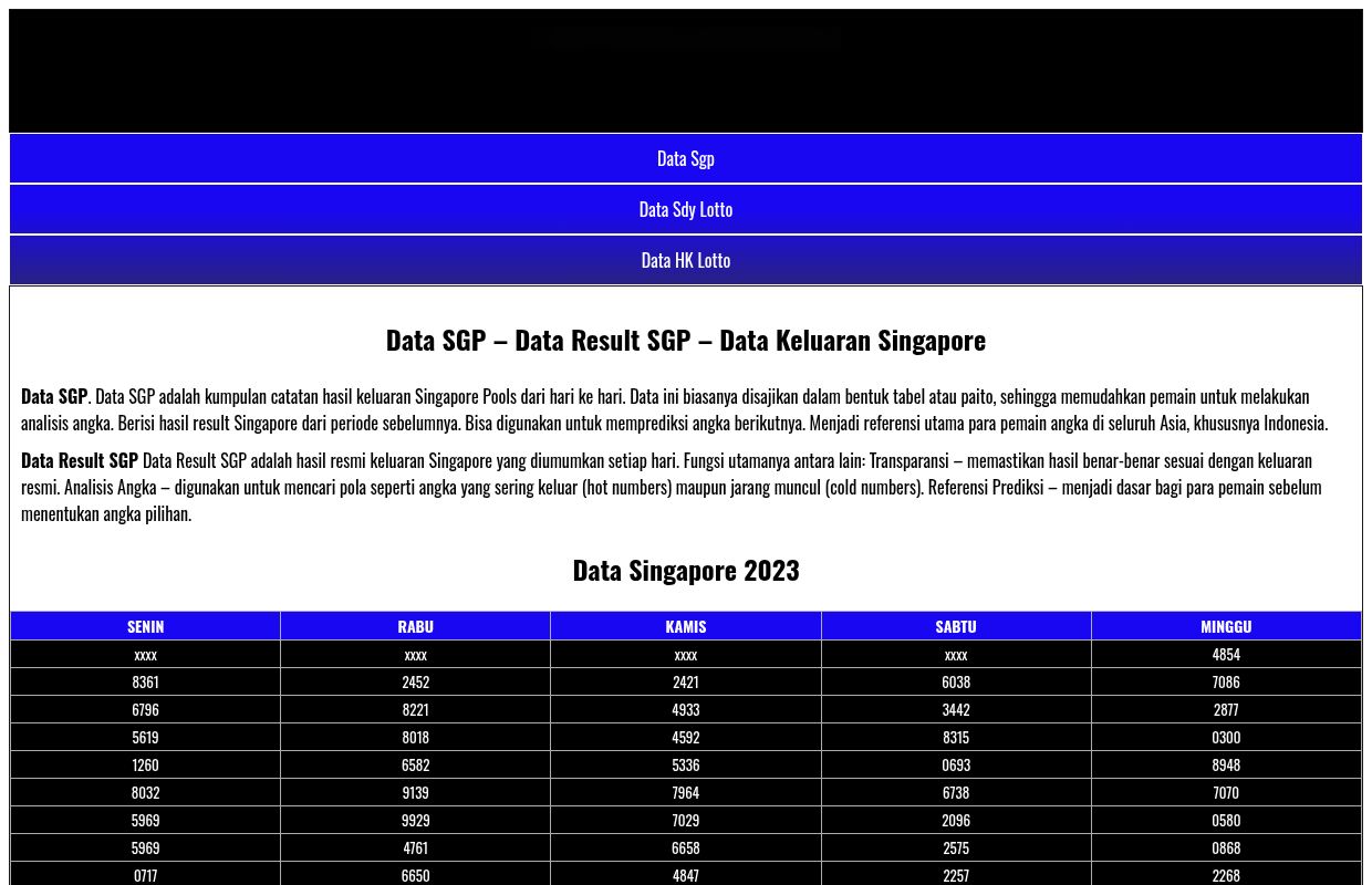 Data SGP – Data Result SGP – Data Keluaran Singapore