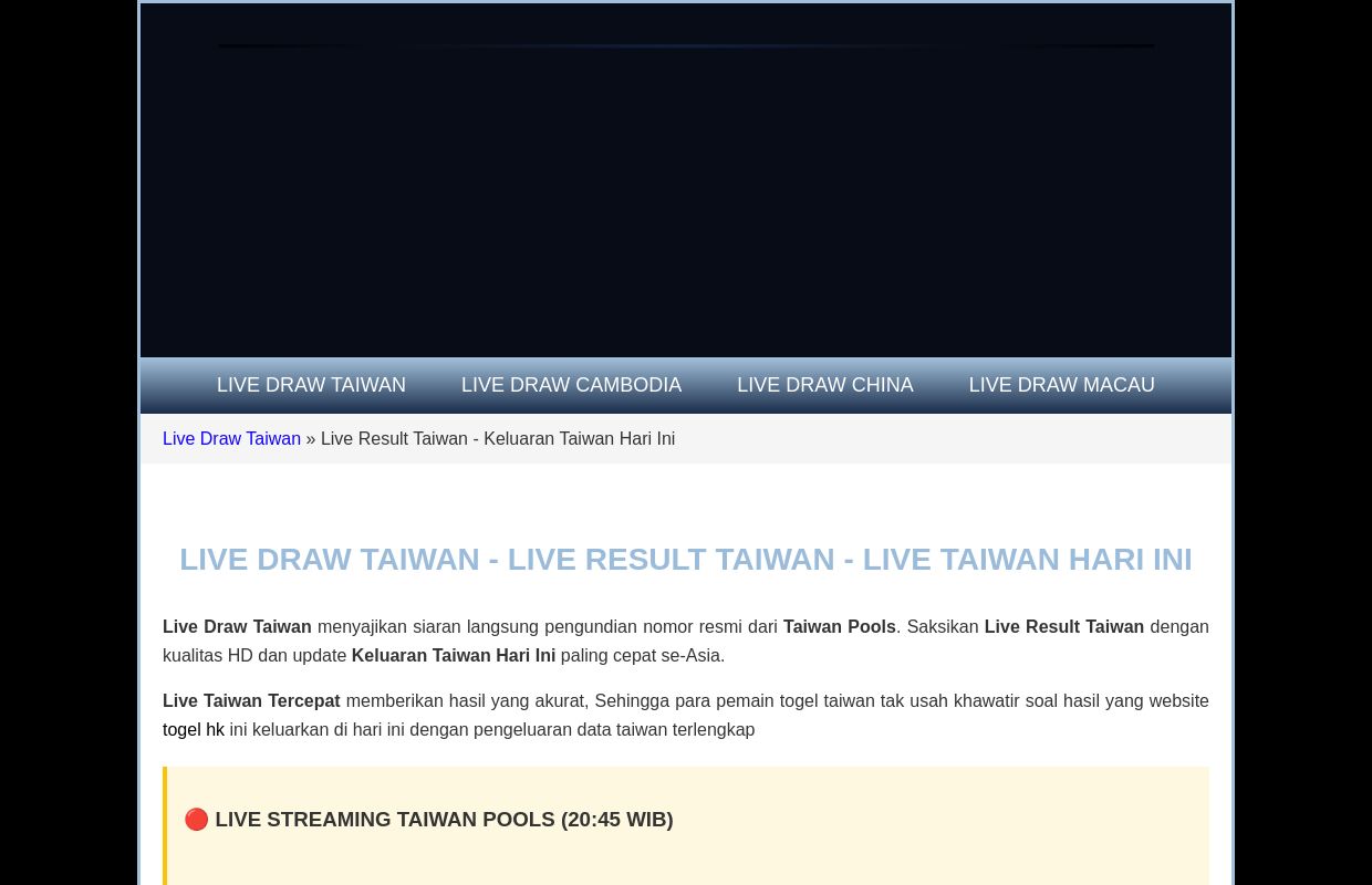 LIVE DRAW TAIWAN - LIVE RESULT TAIWAN - LIVE TAIWAN HARI INI