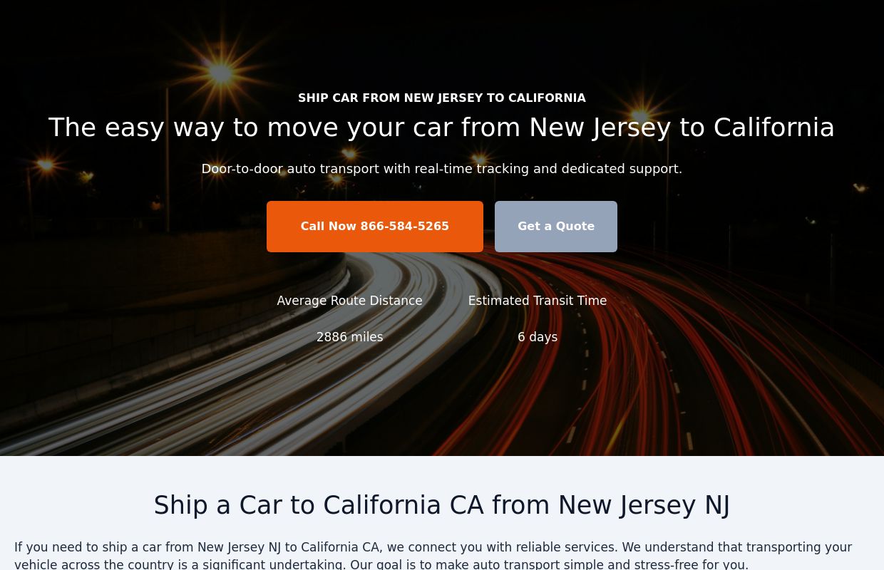 Ship Car From New Jersey To California | Car Shipping To California CA From New Jersey NJ