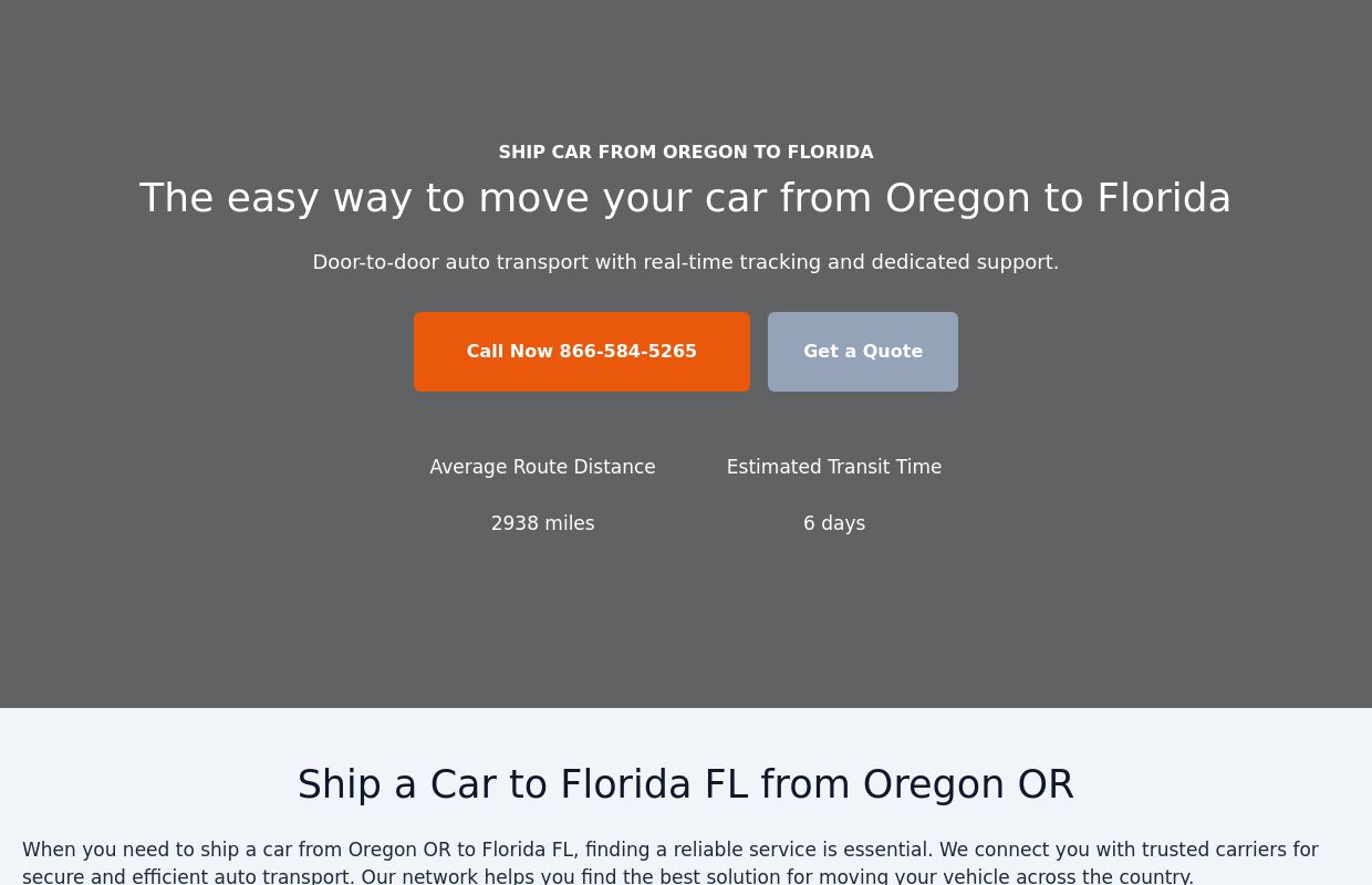 Ship Car From Oregon To Florida | Car Shipping To Florida FL From Oregon OR