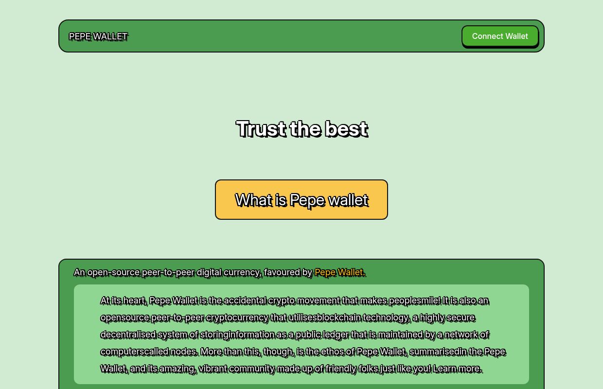 PEPE WALLET — Trust the Best | Secure Cryptocurrency Wallet on Solana