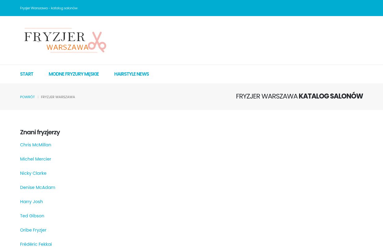 Katalog salonów fryzjerskich w Warszawie, Polsce, Europie, Ameryce Południowej i Ameryce Północnej, Azji, Afryce, Australii 