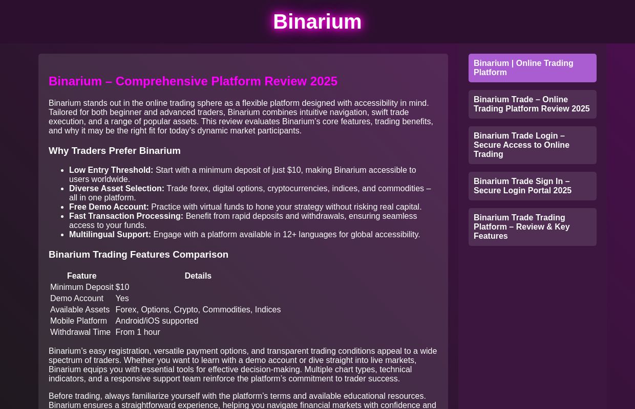 Binarium | Online Trading Platform