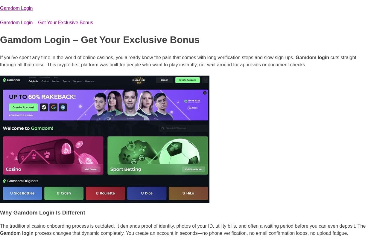 Gamdom Login - Get Your Exclusive Bonus