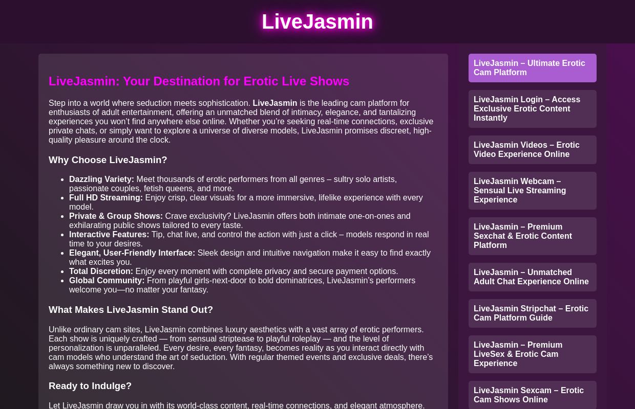 LiveJasmin – Ultimate Erotic Cam Platform