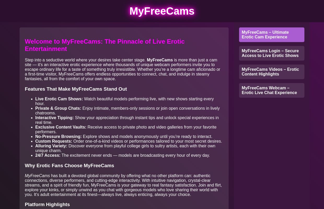 MyFreeCams – Ultimate Erotic Cam Experience