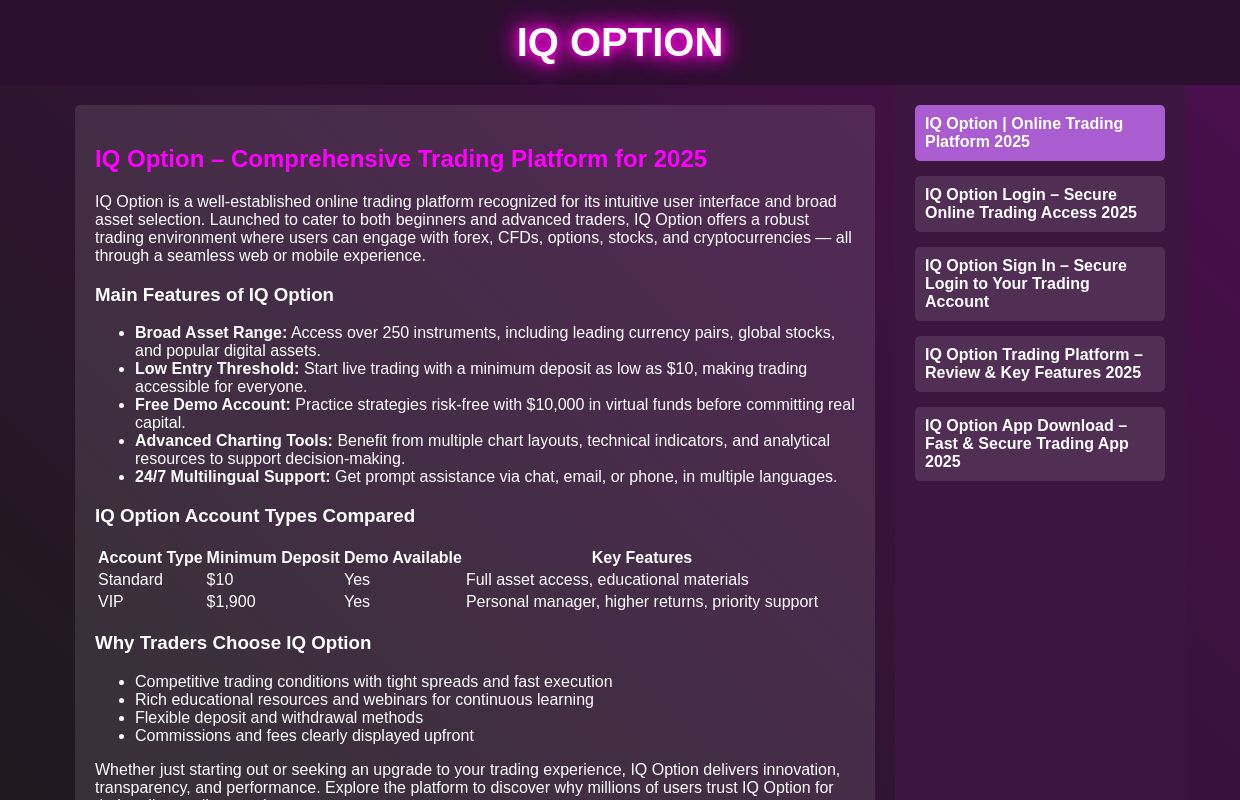 IQ Option | Online Trading Platform 2025