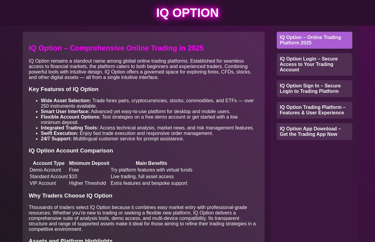 IQ Option – Online Trading Platform 2025