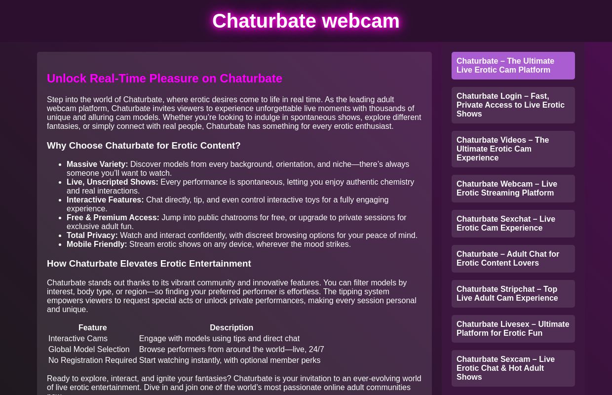 Chaturbate – The Ultimate Live Erotic Cam Platform
