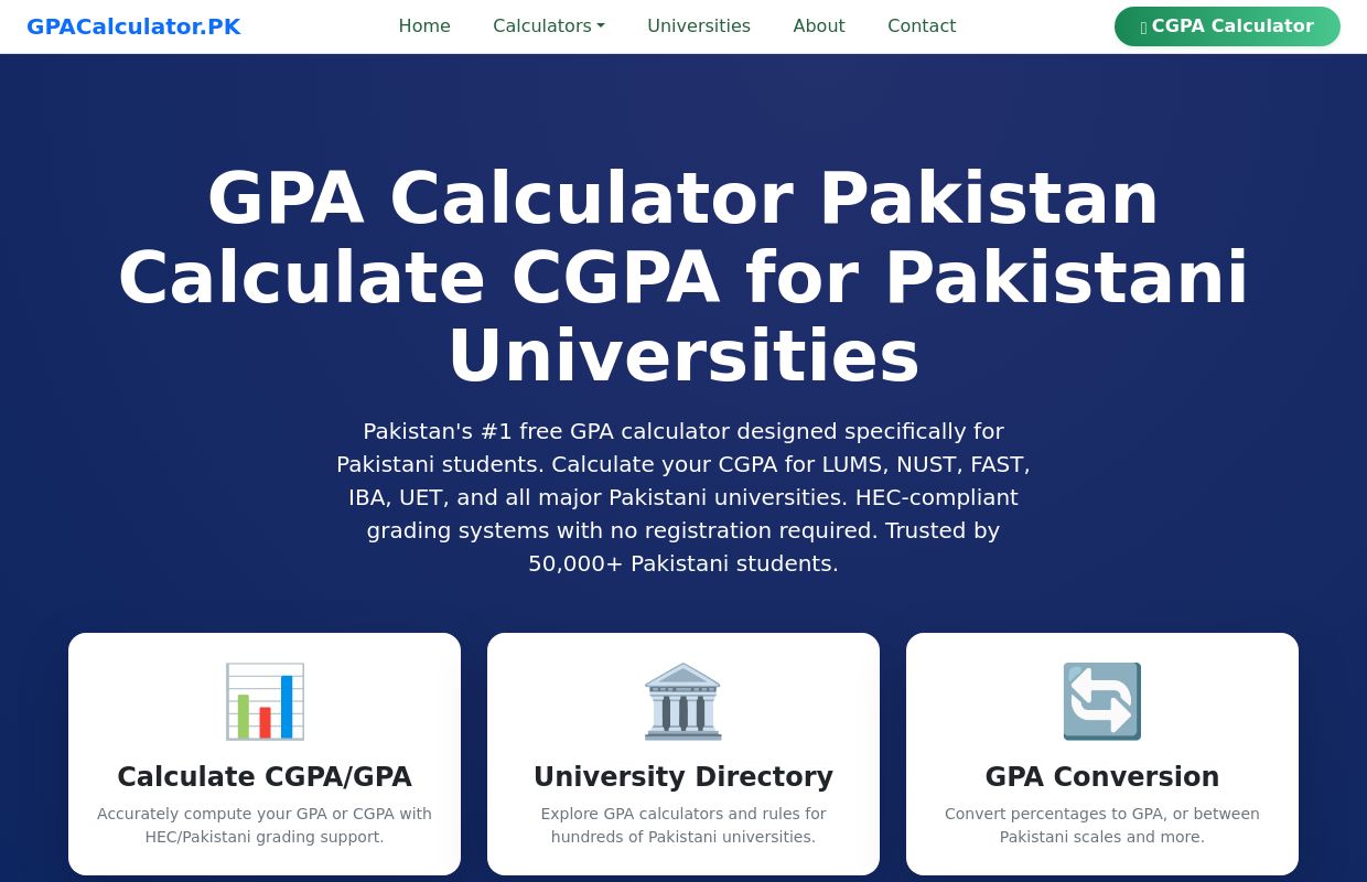 GPA Calculator | Calculate CGPA for Pakistani Universities