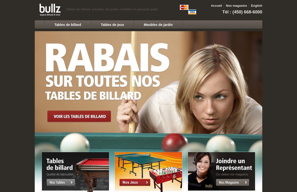 Tables de billard, meubles de patio et parasols de jardins