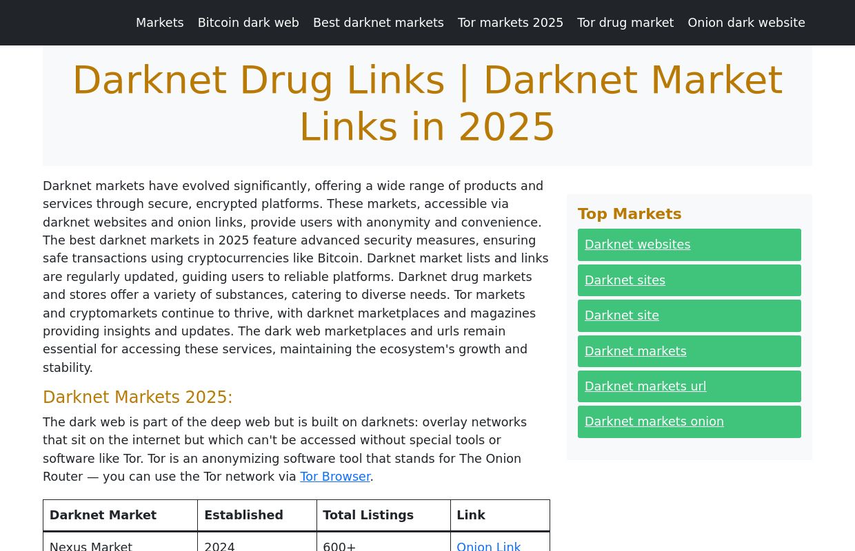 Darknet Drug Links | Darknet Markets 2025