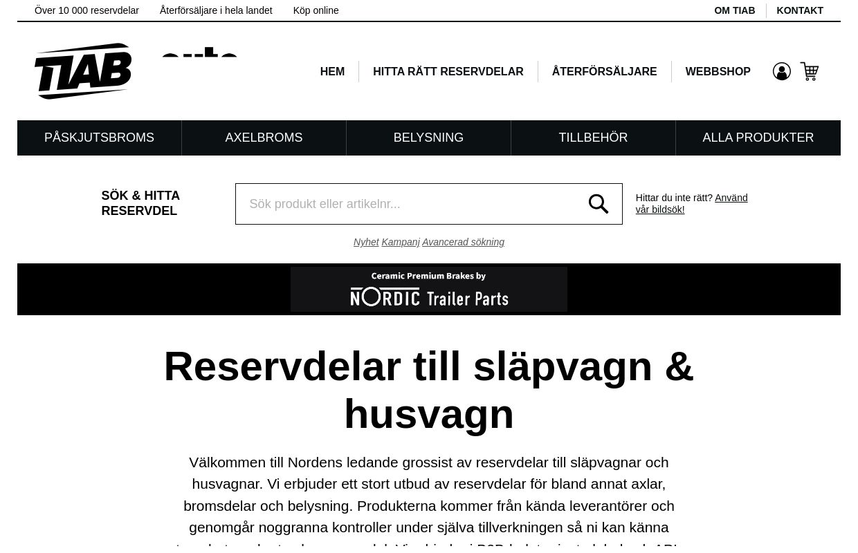 Reservdelar till släpvagn & husvagn | TIAB