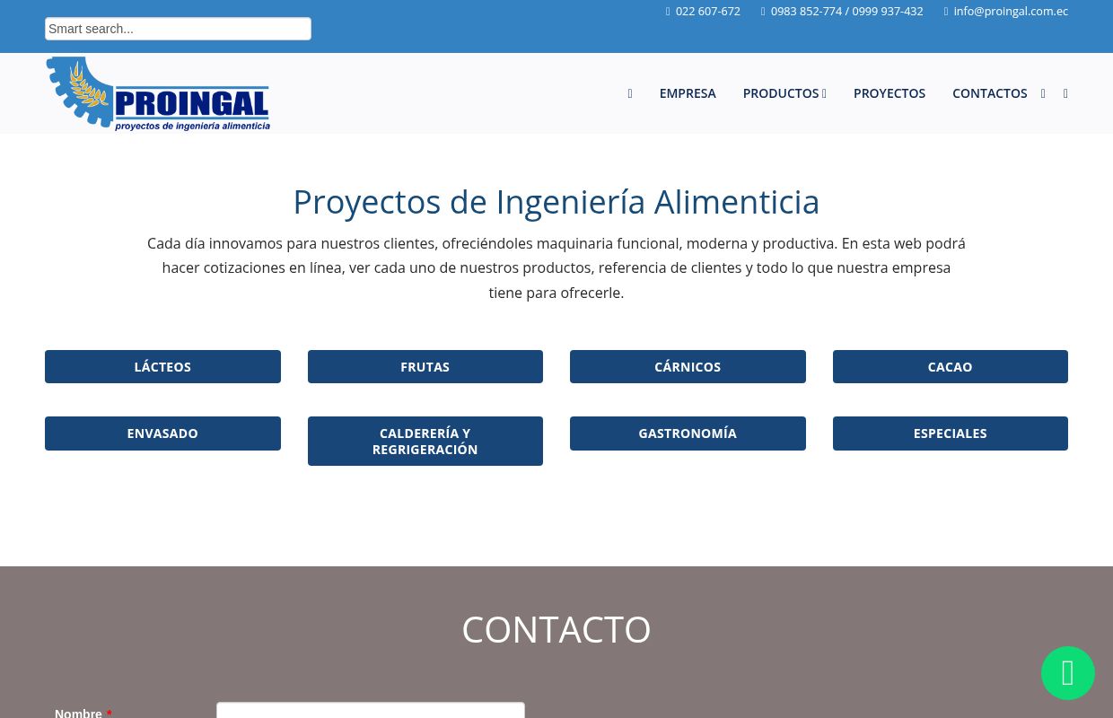 PROINGAL - Proyectos de Ingeniería Alimenticia