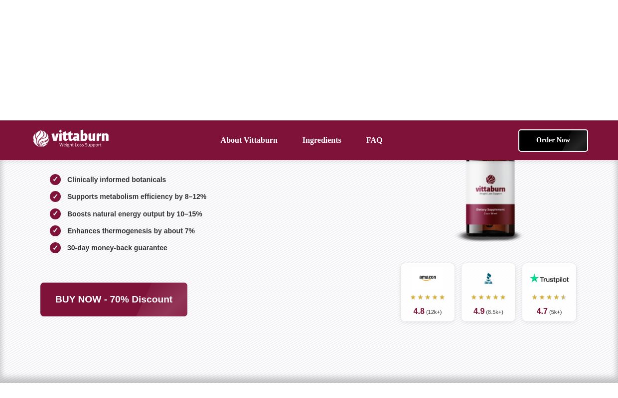 VittaBurn™ Weight Loss Supplement | Official Site | 70% OFF