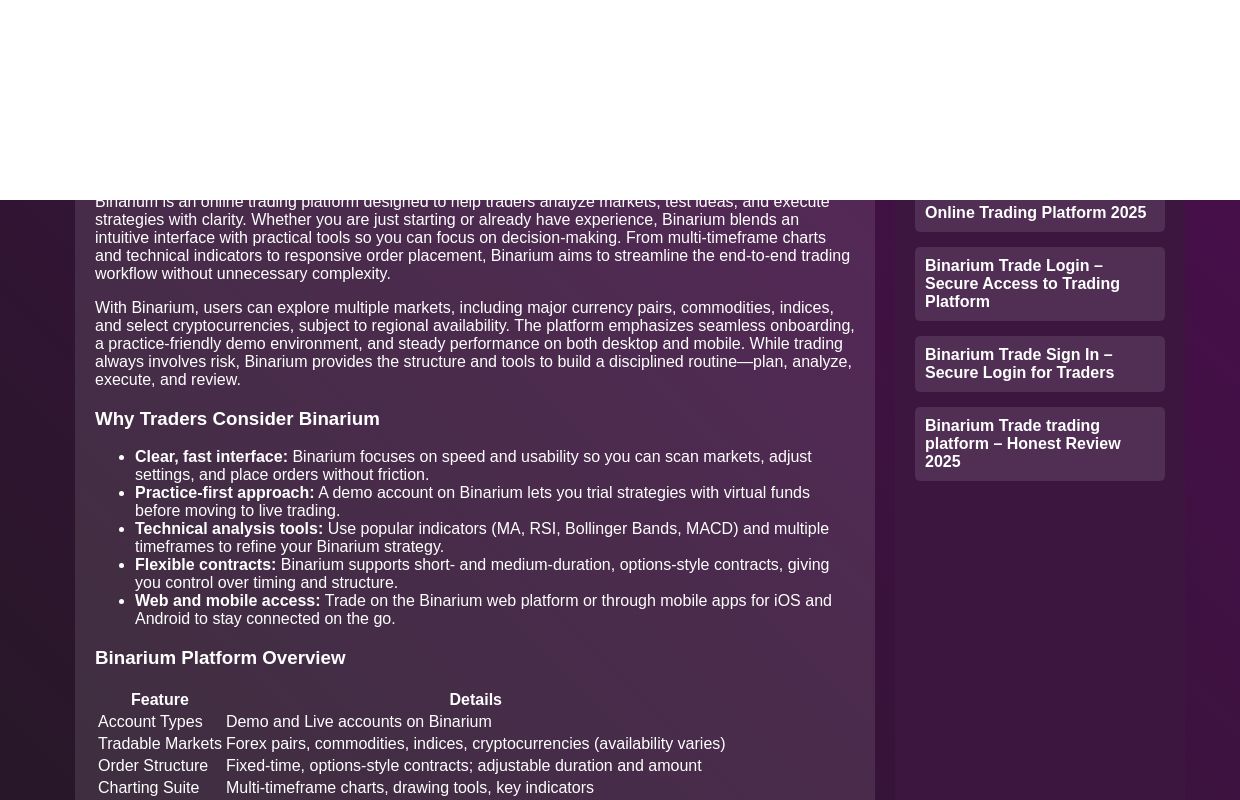 Binarium – Online Trading Platform Review 2025