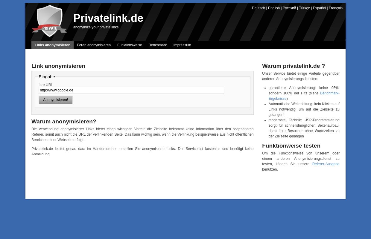 privatelink.de - anonymize your private links 