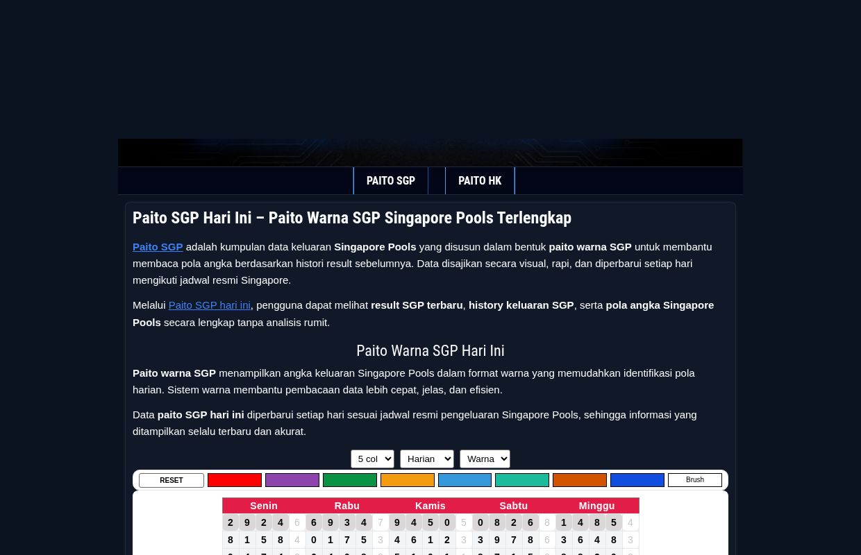 Paito SGP Hari Ini – Paito Warna SGP Singapore Pools Terlengkap