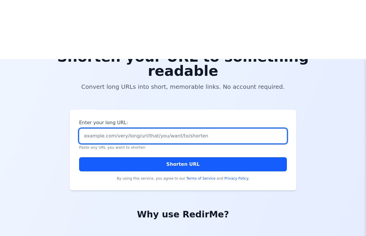 RedirMe - Free URL Shortener | Shorten URLs Instantly