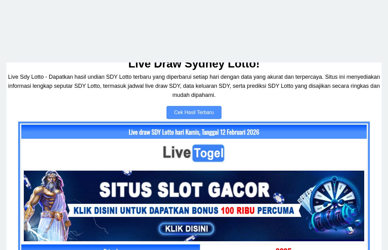 Live Sydney Lotto - Result SDY Lotto - Live Draw SDY Lotto Tercepat
