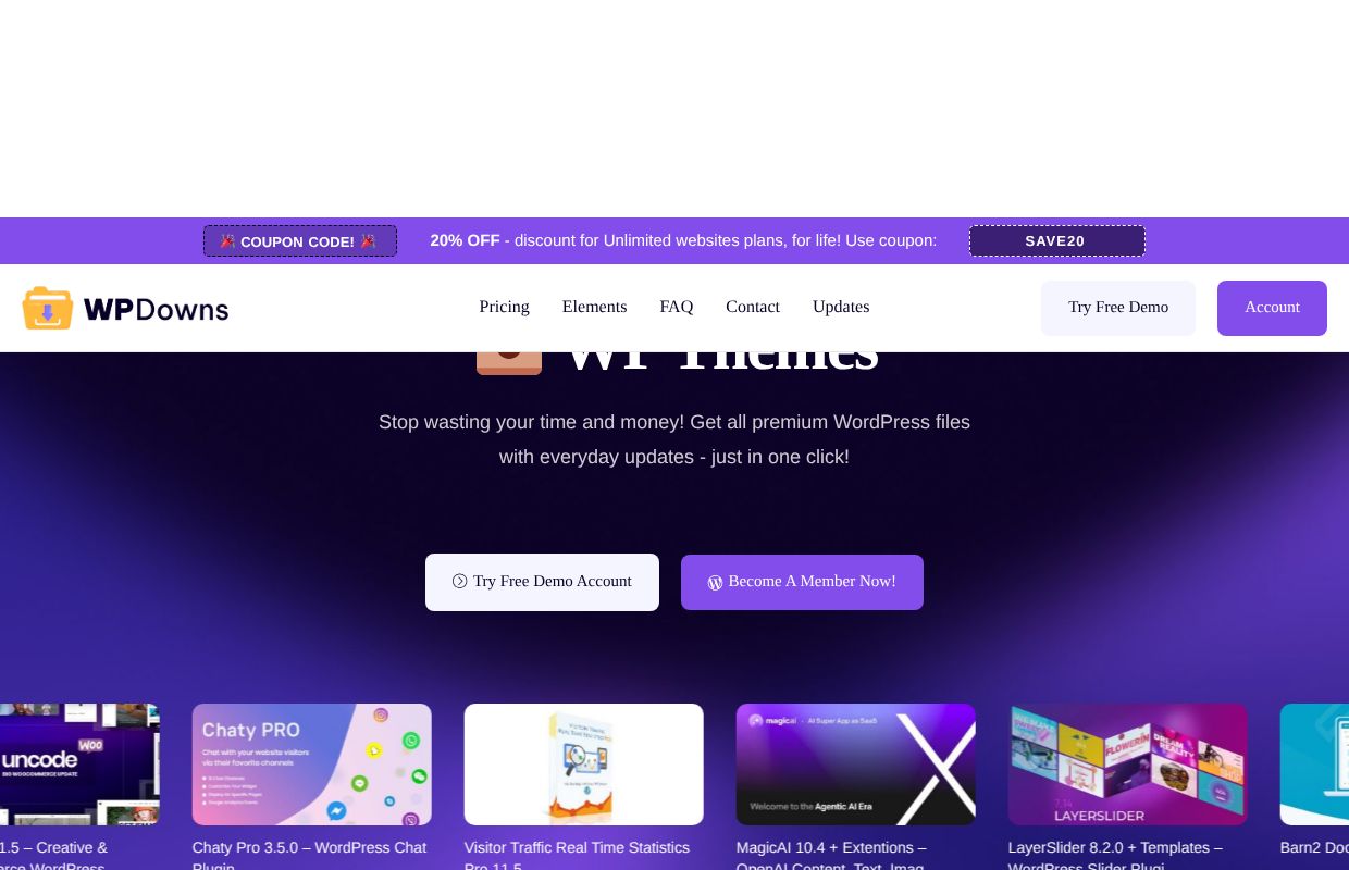 WPDowns.com - Unlimited Premium WordPress Downloads - Premium WP Themes + Plugins + Addons + Elements