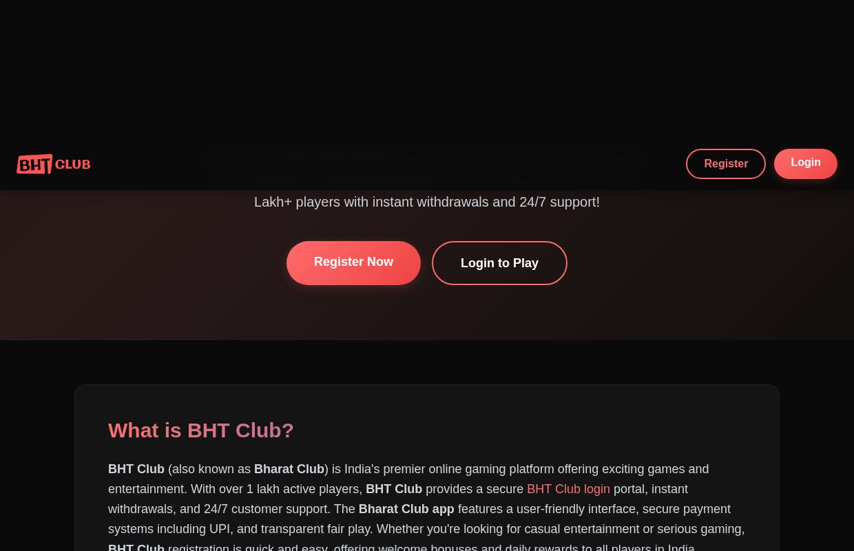 BHT Club Login | Official Bharat Club Registration & Login 2025